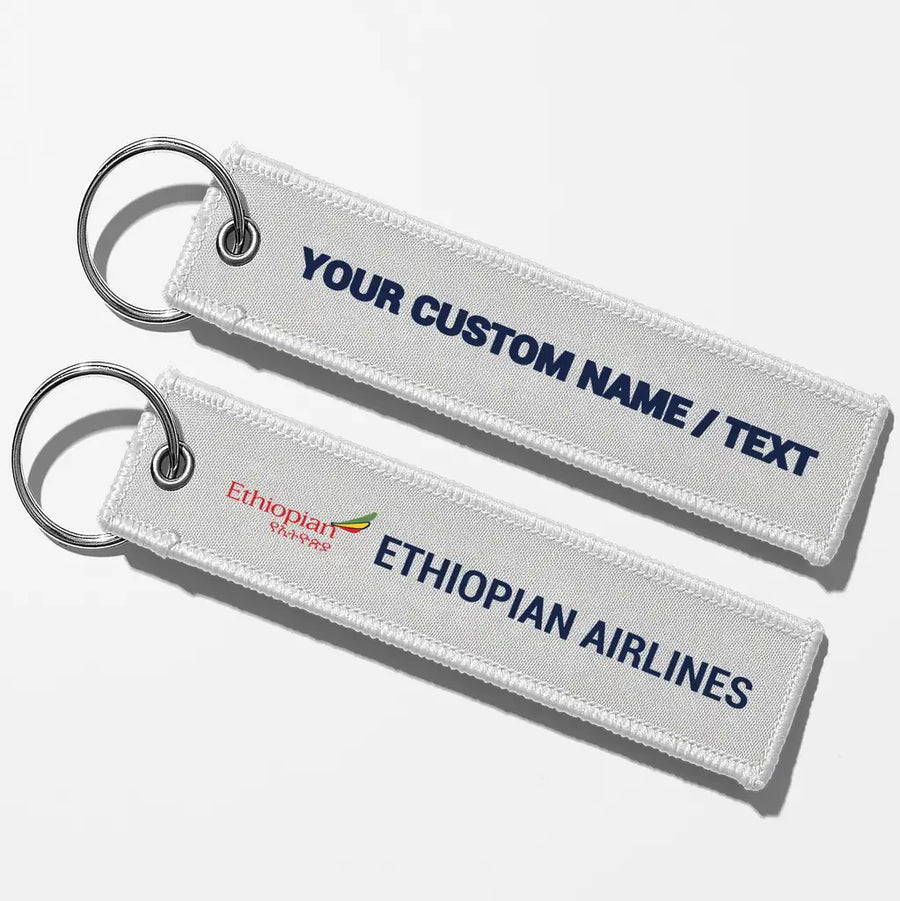 Ethiopian Airlines Crew & Staff Tag Key Chains - White - Personalized