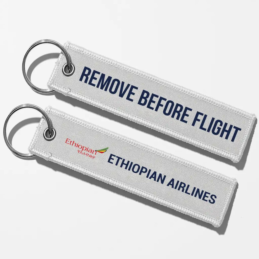 Ethiopian Airlines Crew & Staff Tag Key Chains - White - Remove Before Flight