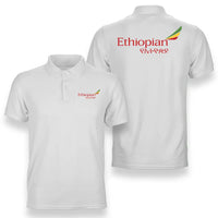 Thumbnail for Ethiopian Airlines logo on white double side polo t shirt