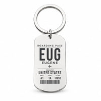 Thumbnail for Eugene Airport Mahlon Sweet Field EUG - Key Chain - Boarding Pass Style - Silver