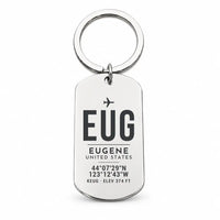 Thumbnail for Eugene Airport Mahlon Sweet Field EUG - Key Chain - Original Design - Silver