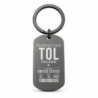 Thumbnail for Eugene F. Kranz Toledo Express Airport TOL - Key Chain - Boarding Pass Style - Black