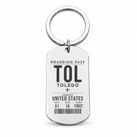 Thumbnail for Eugene F. Kranz Toledo Express Airport TOL - Key Chain - Boarding Pass Style - Silver
