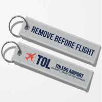Thumbnail for Eugene F. Kranz Toledo Express Airport (TOL) Aviator Key Chains - Light Gray - Remove Before Flight