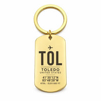 Thumbnail for Eugene F. Kranz Toledo Express Airport TOL - Key Chain - Original Design - Gold