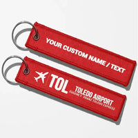 Thumbnail for Eugene F. Kranz Toledo Express Airport (TOL) Aviator Key Chains - Red - Personalized