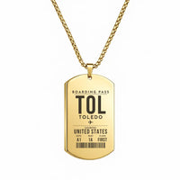 Thumbnail for Eugene F. Kranz Toledo Express Airport TOL - Necklace - Boarding Pass Style - Gold