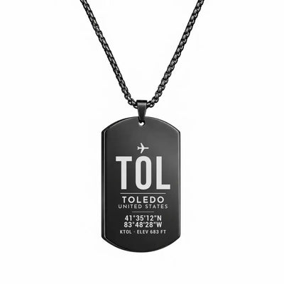 Eugene F. Kranz Toledo Express Airport TOL - Necklace - Original Design - Black