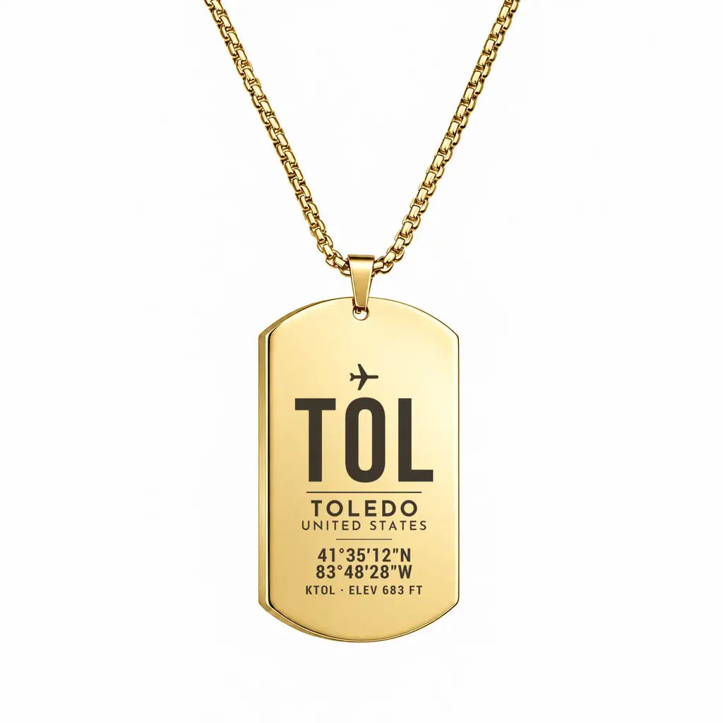 Eugene F. Kranz Toledo Express Airport TOL - Necklace - Original Design - Gold