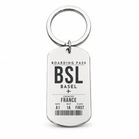 Thumbnail for EuroAirport Basel-Mulhouse-Freiburg BSL - Key Chain - Boarding Pass Style - Silver