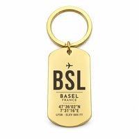 Thumbnail for EuroAirport Basel-Mulhouse-Freiburg BSL - Key Chain - Original Design - Gold