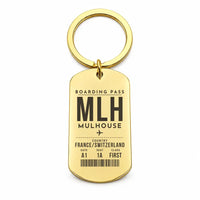 Thumbnail for EuroAirport Basel-Mulhouse-Freiburg MLH - Key Chain - Boarding Pass Style - Gold