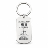 Thumbnail for EuroAirport Basel-Mulhouse-Freiburg MLH - Key Chain - Customizable Boarding Pass - Silver
