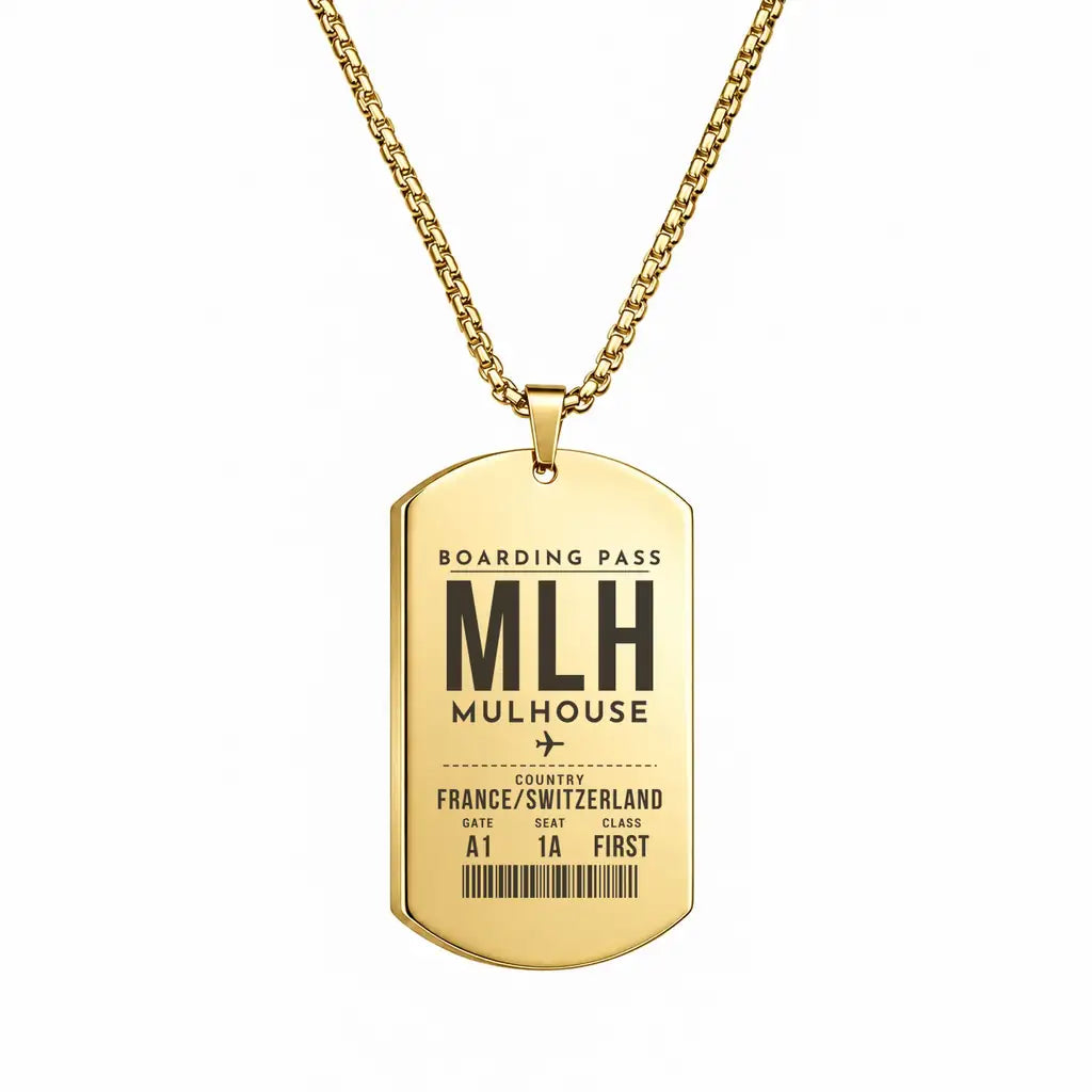 EuroAirport Basel-Mulhouse-Freiburg MLH - Necklace - Boarding Pass Style - Gold