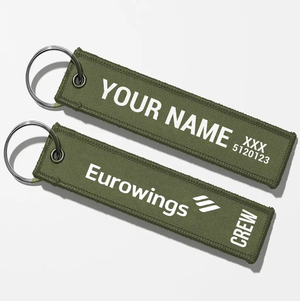Eurowings Airlines Crew & Staff Tag Key Chains - Green Army - Crew + Name