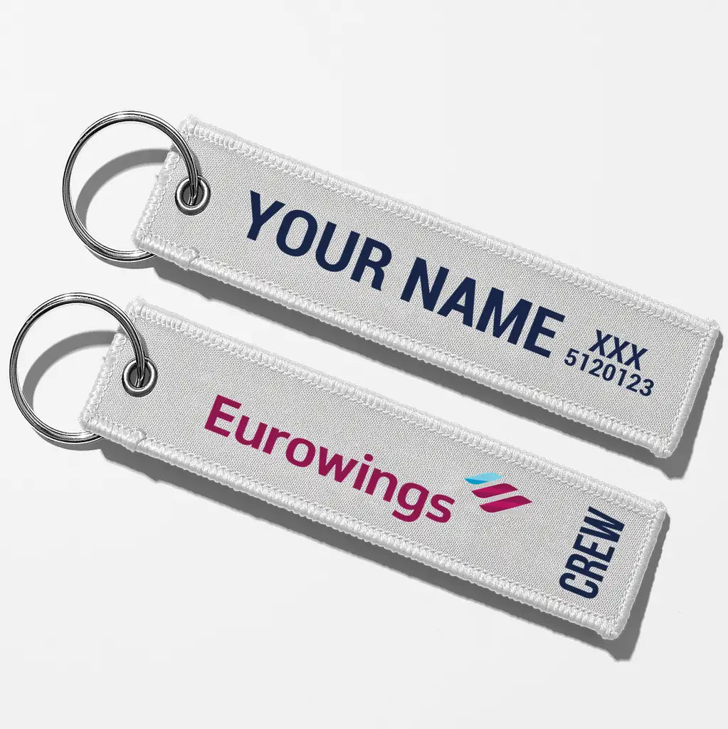 Eurowings Airlines Crew & Staff Tag Key Chains - White - Crew + Name