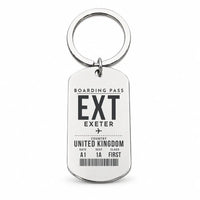 Thumbnail for Exeter International Airport EXT - Key Chain - Boarding Pass Style - Silver