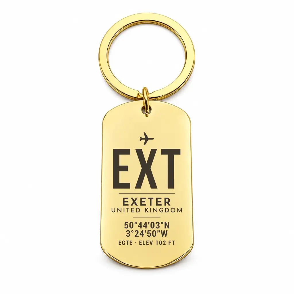 Exeter International Airport EXT - Key Chain - Original Design - Gold