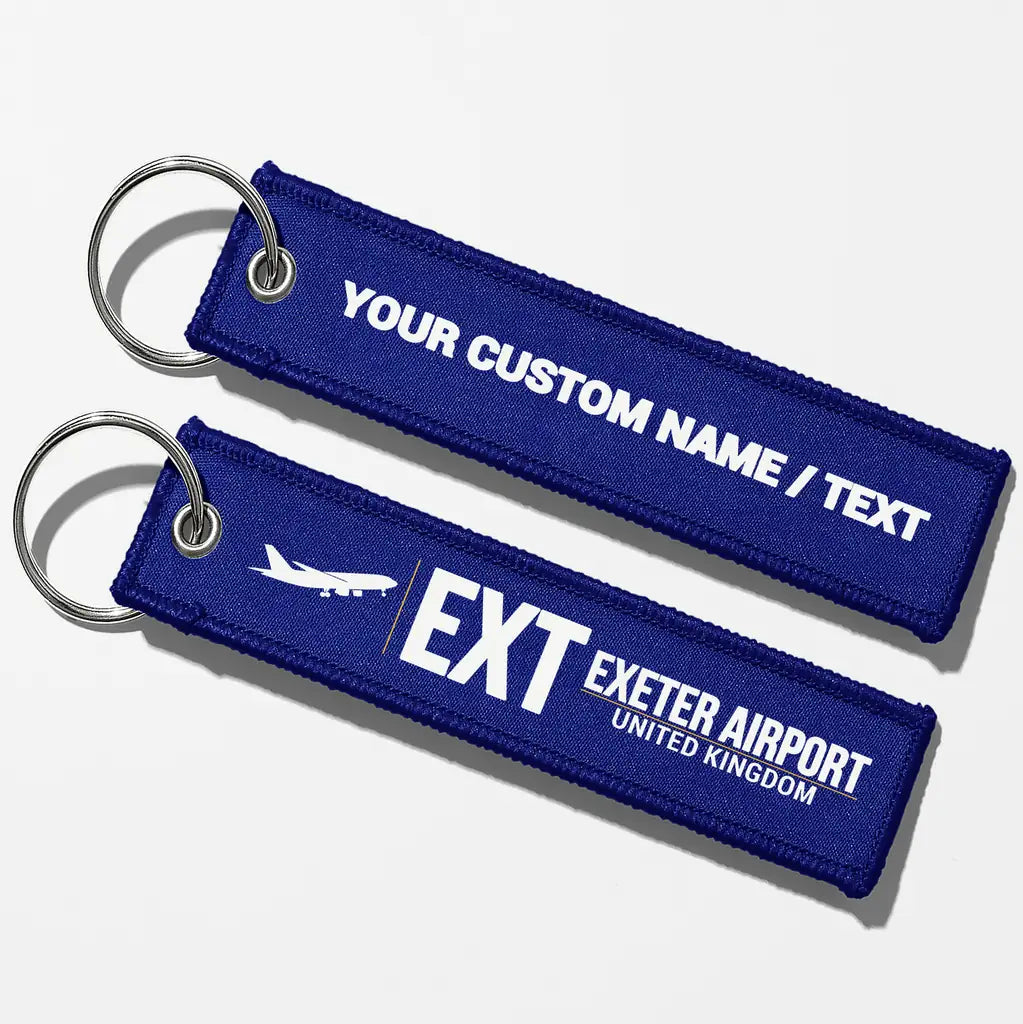 Exeter International Airport (EXT) Aviator Key Chains - Blue - Personalized