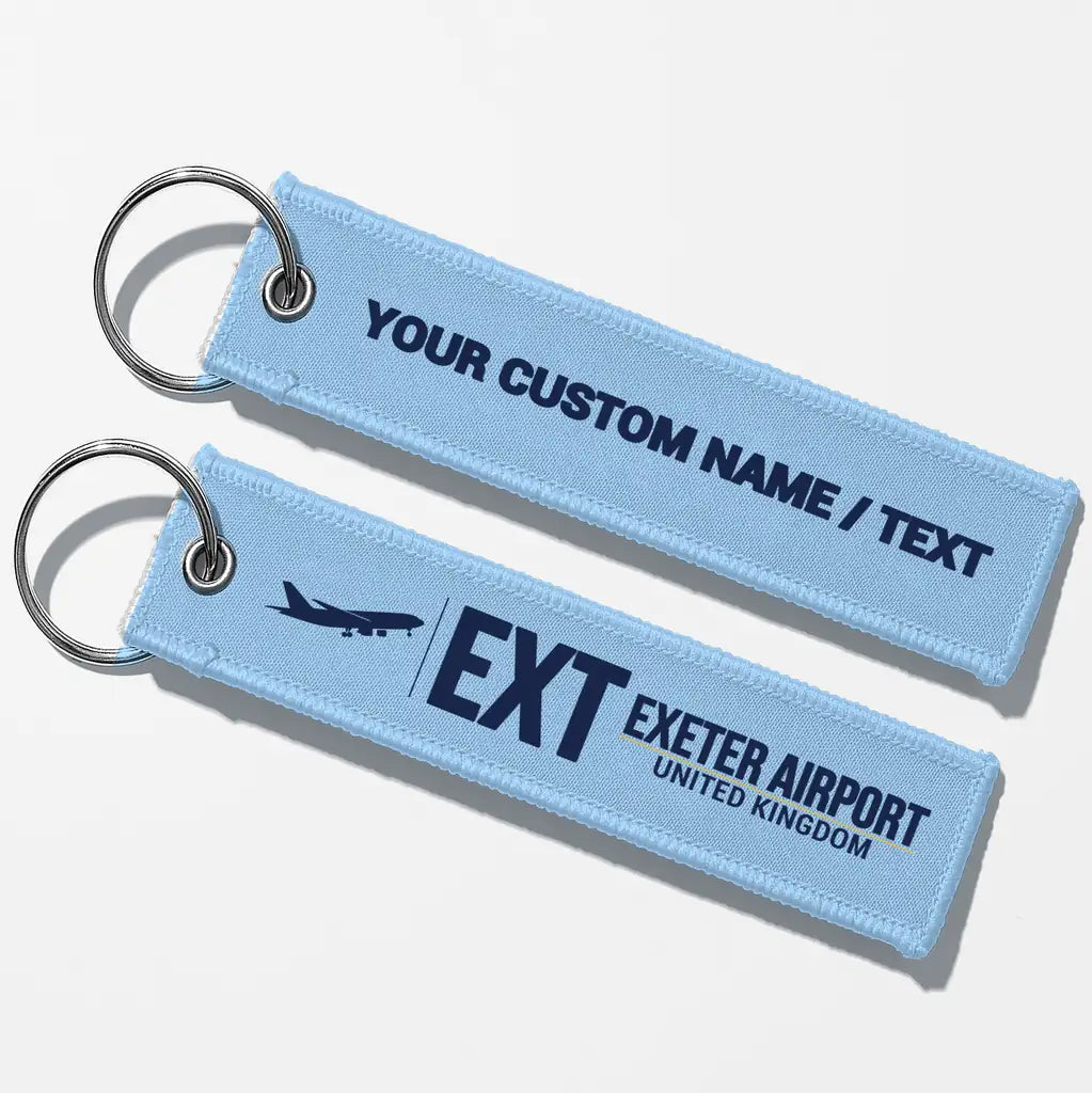 Exeter International Airport (EXT) Aviator Key Chains - Light Blue - Personalized