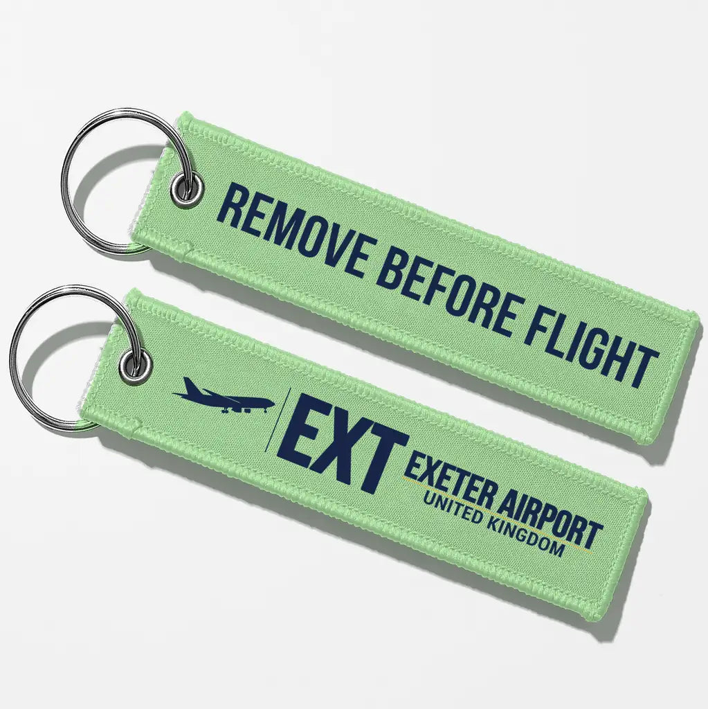 Exeter International Airport (EXT) Aviator Key Chains - Light Green - Remove Before Flight