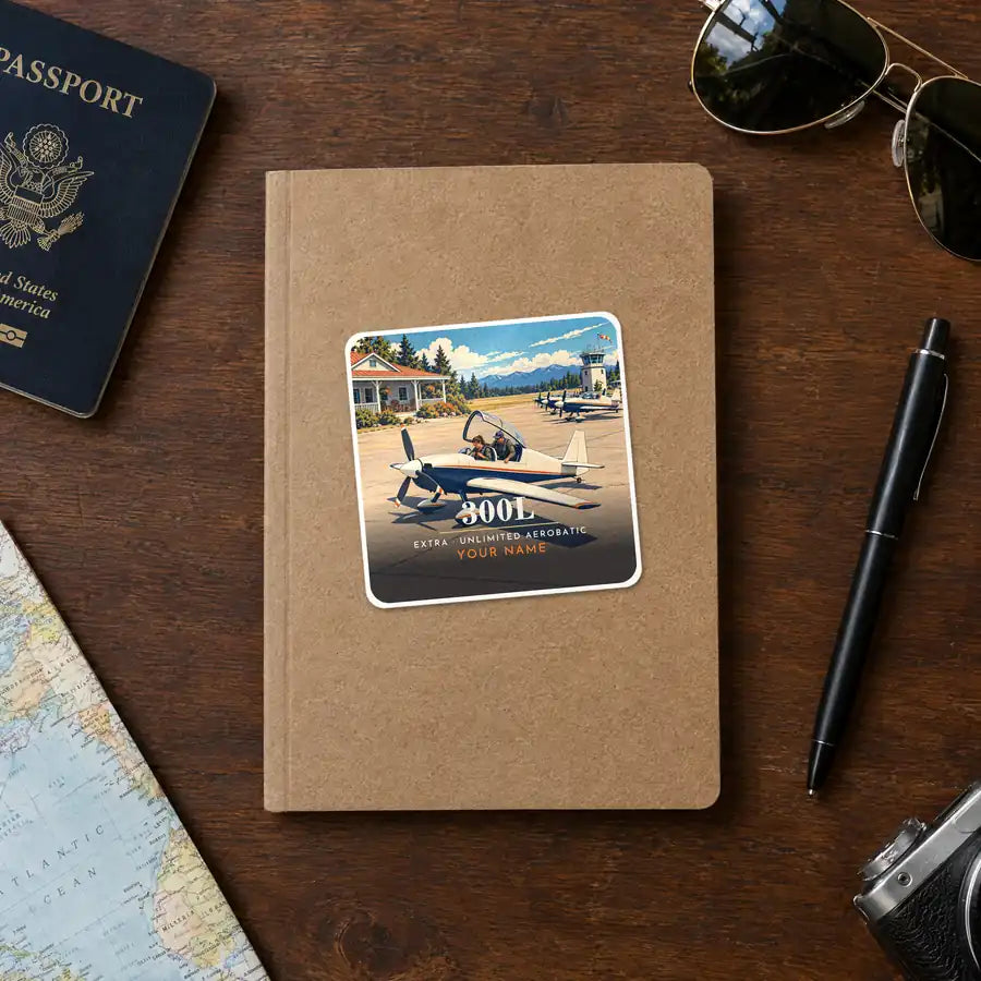 Extra 300L - 3D + Name - Square Sticker - Notebook