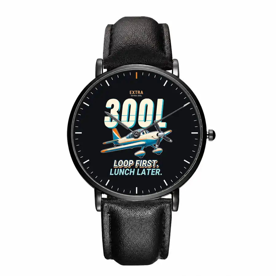 Extra 300L - Cartoon - Slim Leather - Black and Black Leather Strap