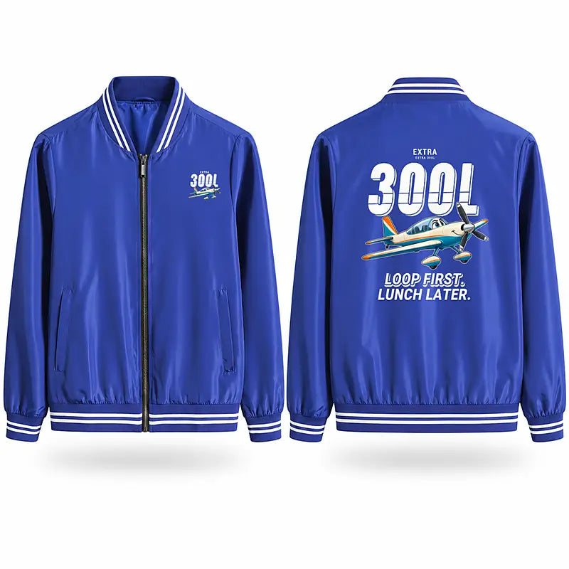 Extra 300L Stylish Jackets - Baseball Collar - Cartoon - Royal Blue
