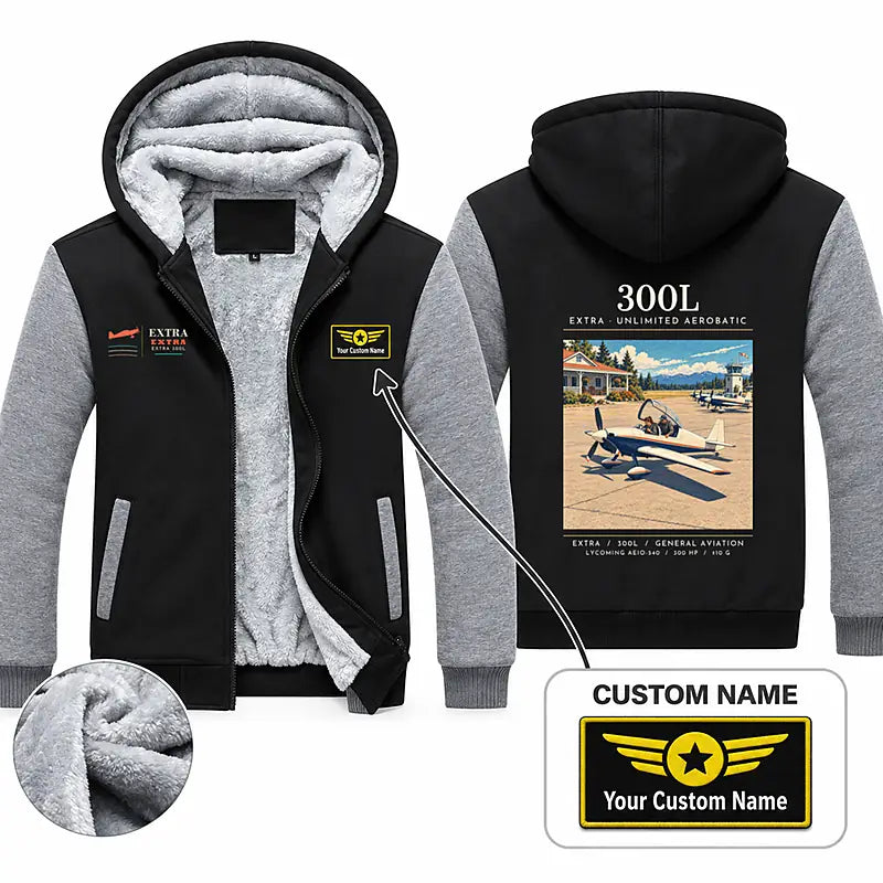 Extra 300L Zipped Sweatshirts - Poster + Name - Black & Gray