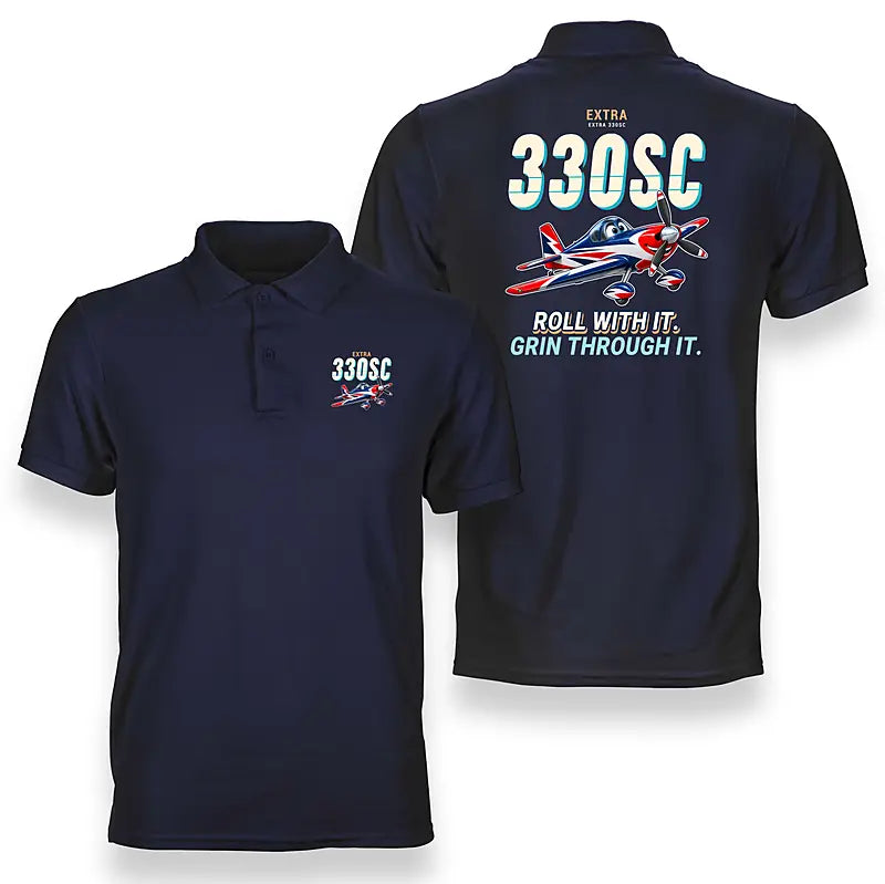 Extra 330SC - Cartoon - Double-Side Polo - Navy Blue