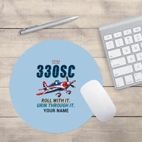 Thumbnail for Extra 330SC - Cartoon + Name - Round Mouse Pad - Light Blue