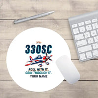 Thumbnail for Extra 330SC - Cartoon + Name - Round Mouse Pad - White
