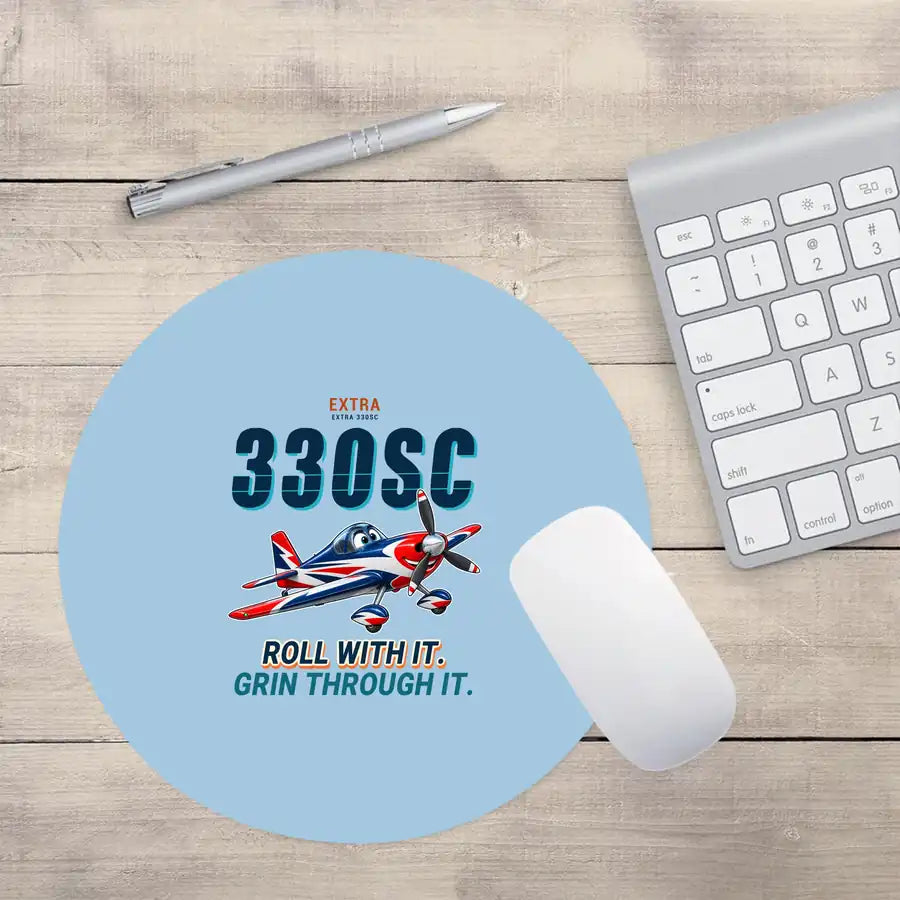 Extra 330SC - Cartoon - Round Mouse Pad - Light Blue