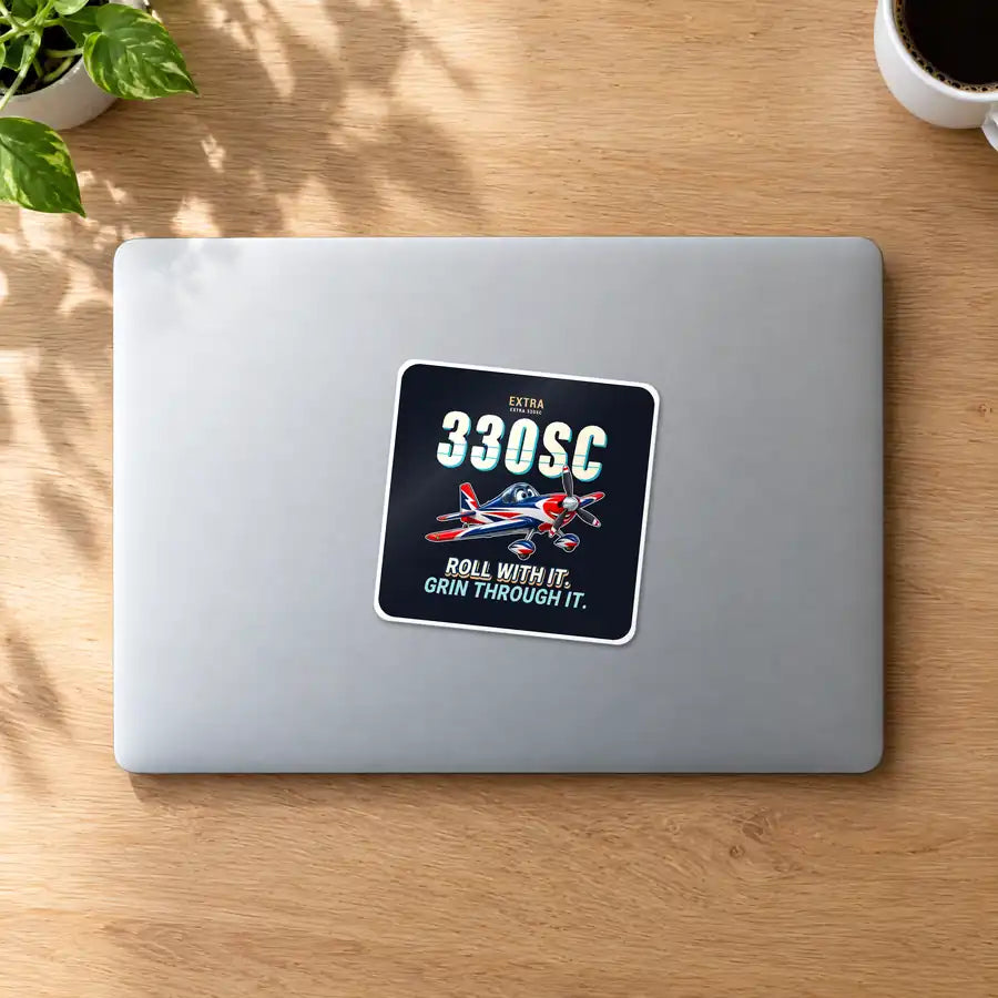 Extra 330SC - Cartoon - Square Sticker - MacBook