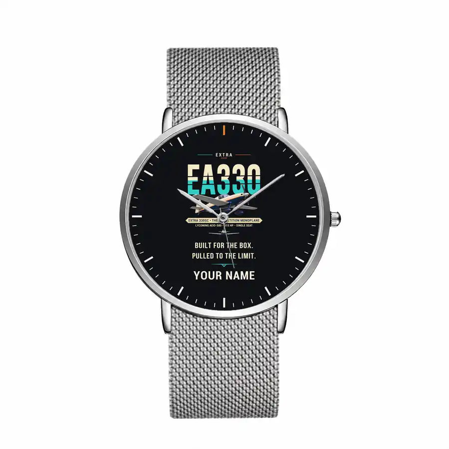 Extra 330SC - Original + Name - Slim Mesh - Silver and Silver Stainless Steel Strap