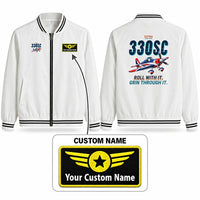 Thumbnail for Extra 330SC Stylish Jackets - Baseball Collar - Cartoon + Name - White