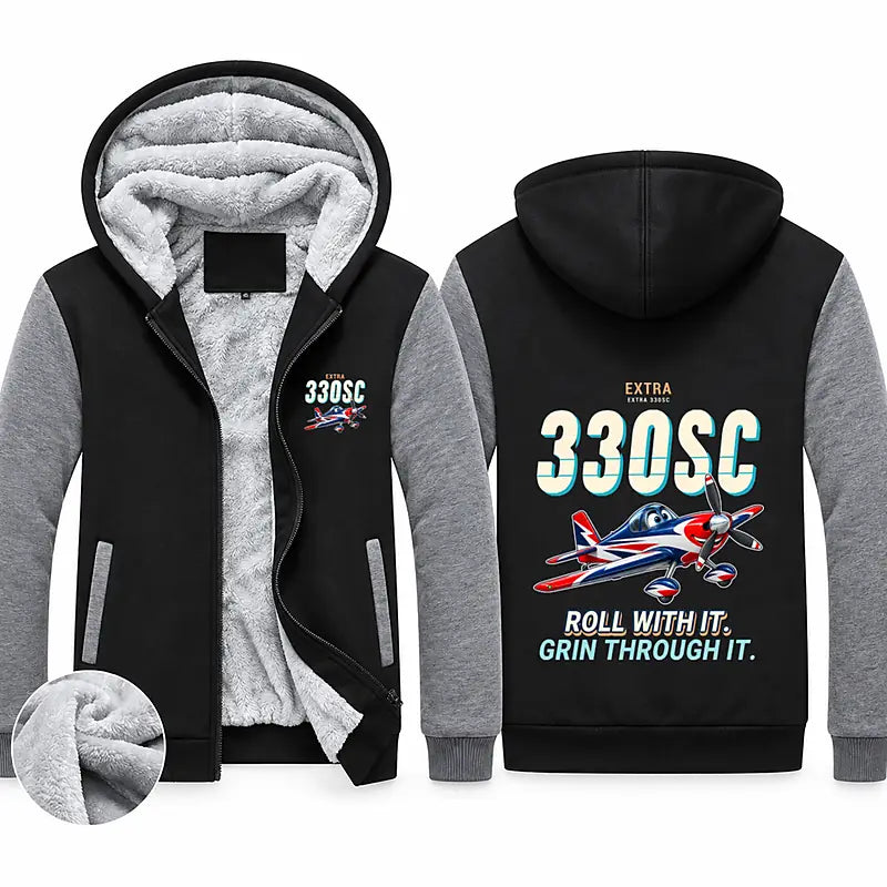 Extra 330SC Zipped Sweatshirts - Cartoon - Black & Gray