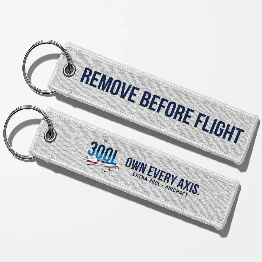 Extra 300L Aviator Key Chains - White - Remove Before Flight