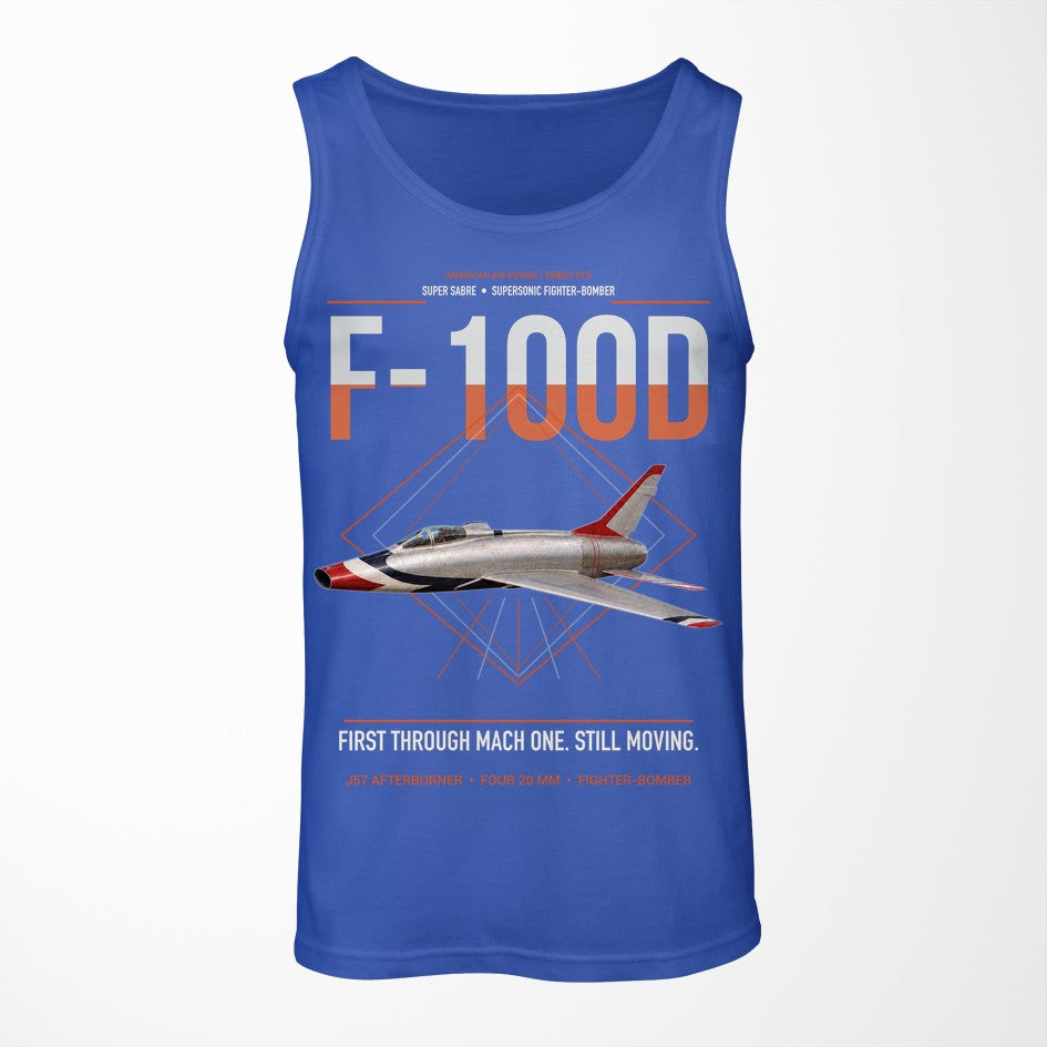 F-100D Super Sabre design on blue tank top