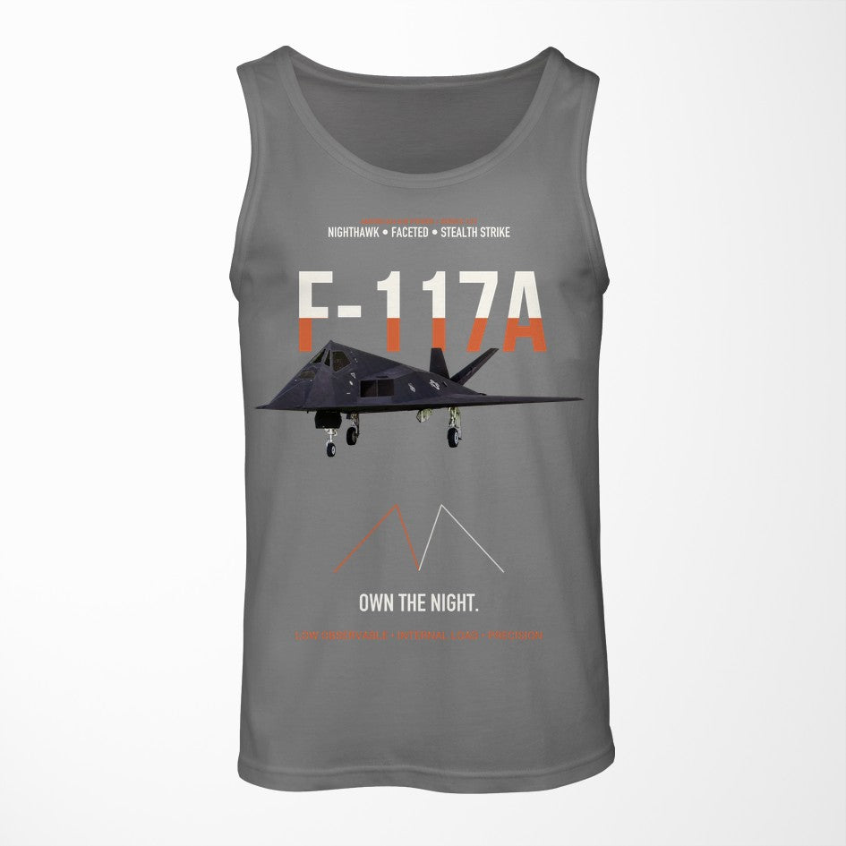 F-117A Nighthawk Own The Night design on gray tank top