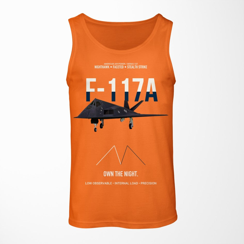 F-117A Nighthawk Own The Night design on orange tank top