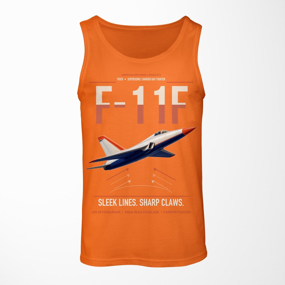 F-11F Tiger design on orange tank top