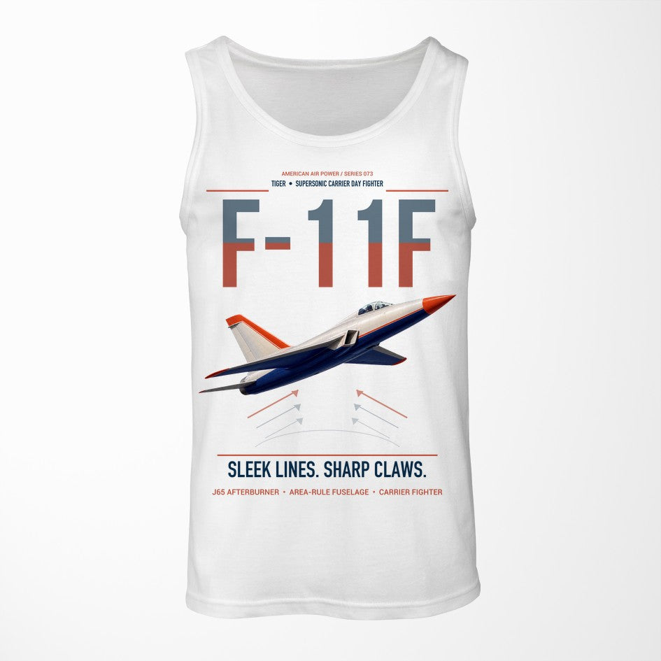F-11F Tiger design on white tank top