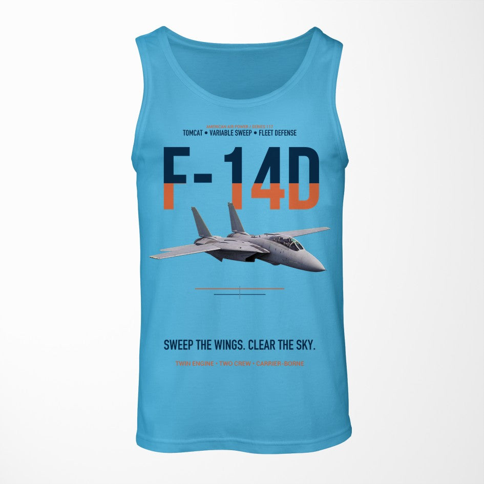 F-14D Tomcat Sweep The Wings Clear The Sky design on sky blue tank top