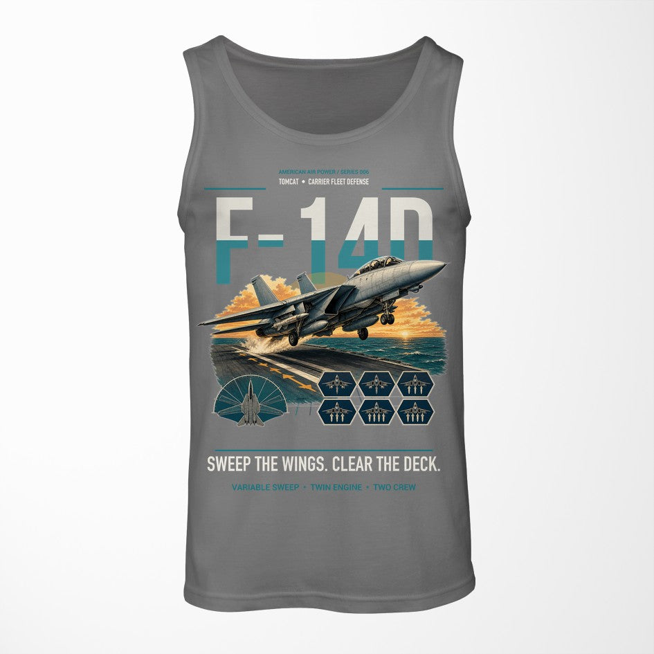 F-14D Tomcat design on gray tank top