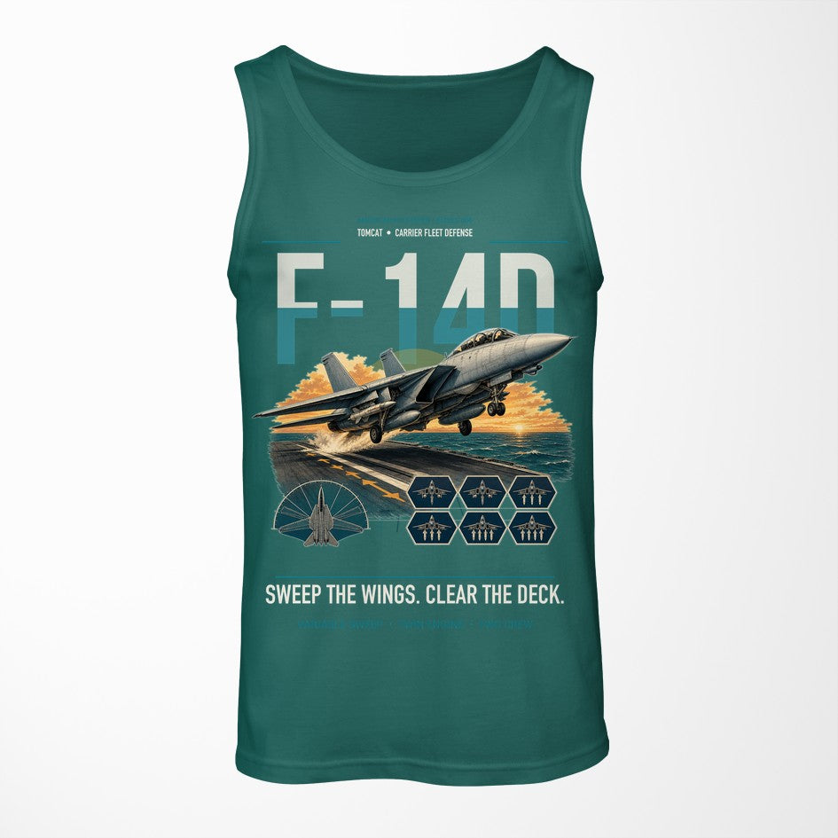 F-14D Tomcat design on green tank top