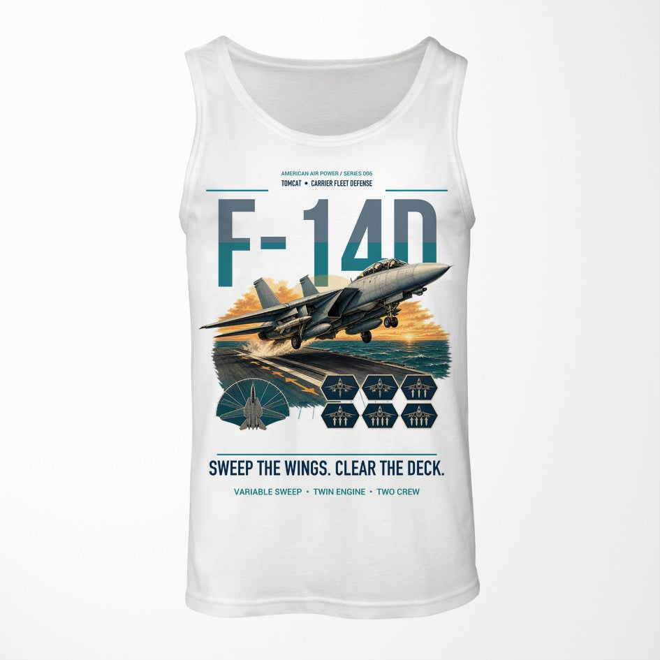 F-14D Tomcat design on white tank top