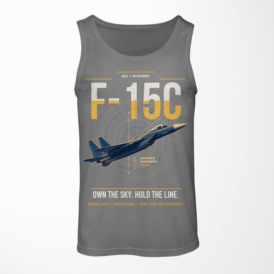 F-15C Eagle design on gray tank top