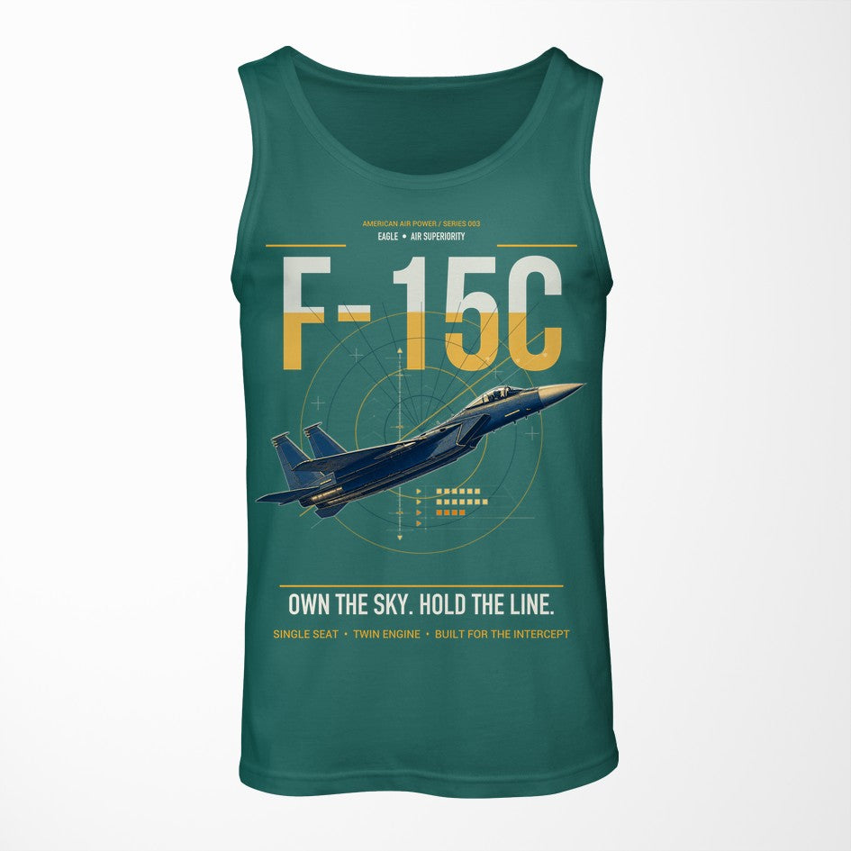 F-15C Eagle design on green tank top