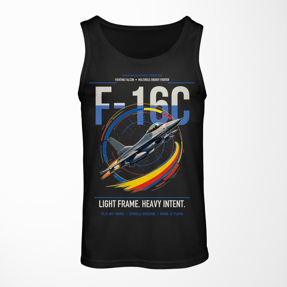F-16C Fighting Falcon design on black tank top